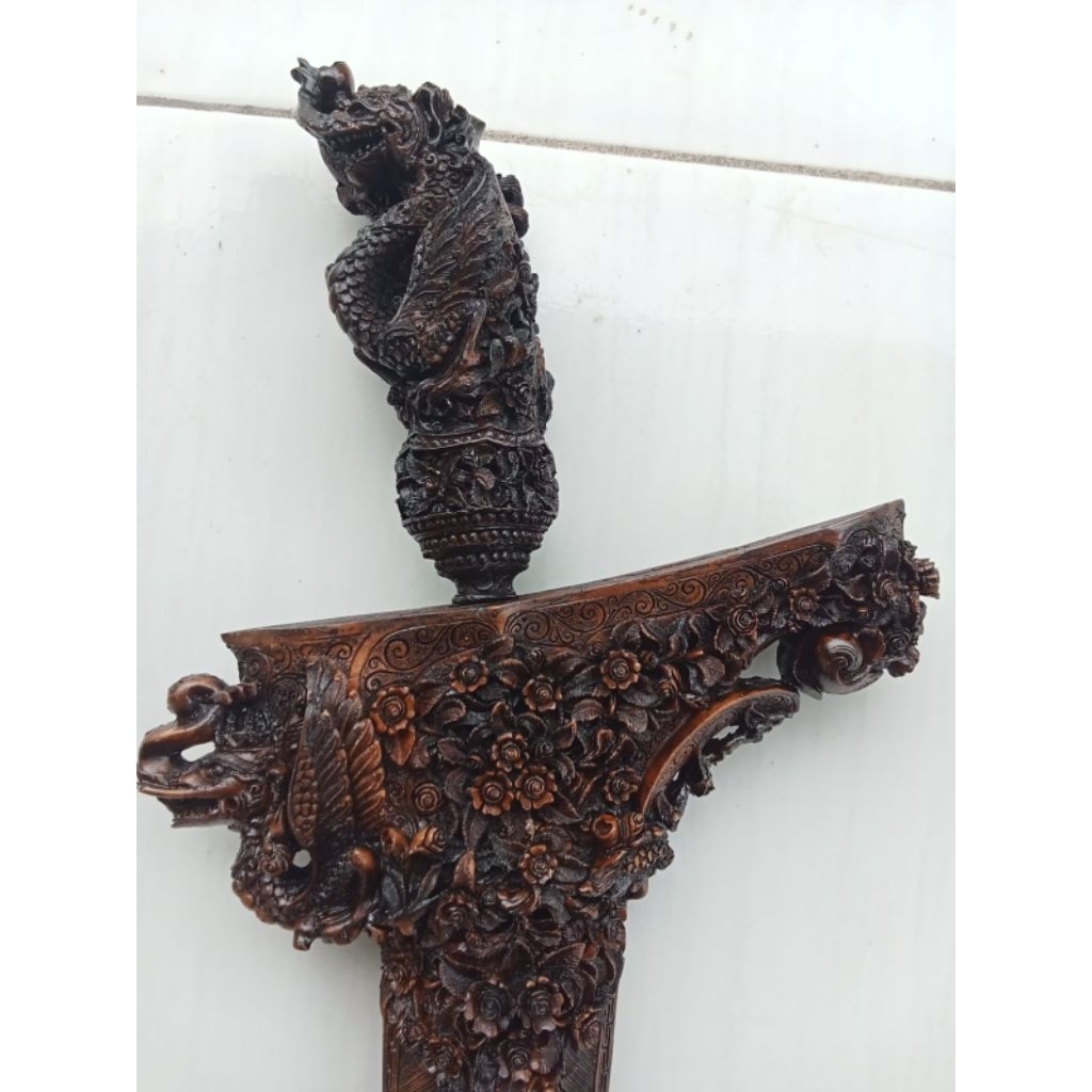 Satu Set Warangka Keris Full Ukir – Serbuk Tulang | Include Handle, Warangka & Pelokan | Bisa Custom