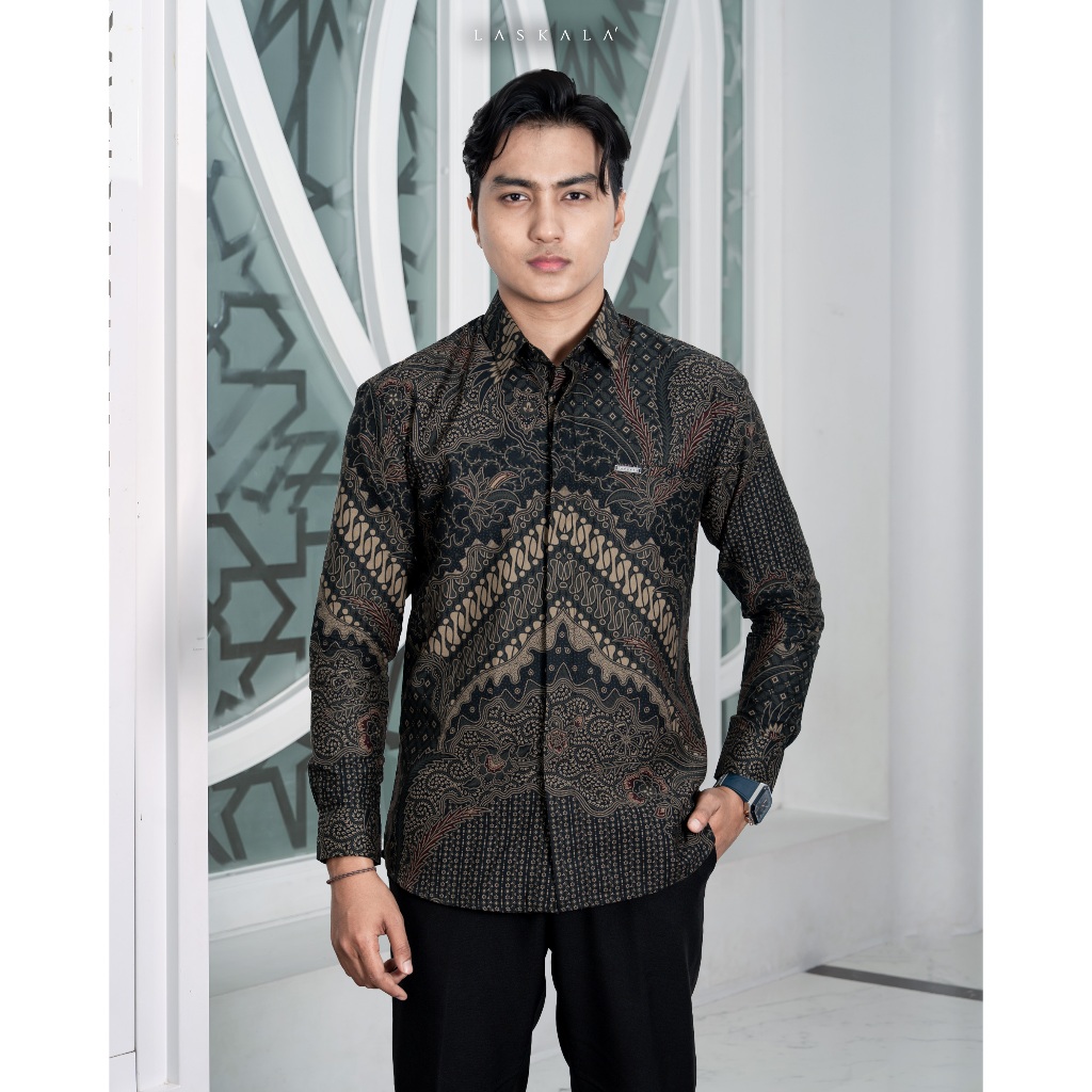 HAVAR x Laskala Batik Premium Sandro Kemeja Batik Pria Slimfit Lengan Panjang