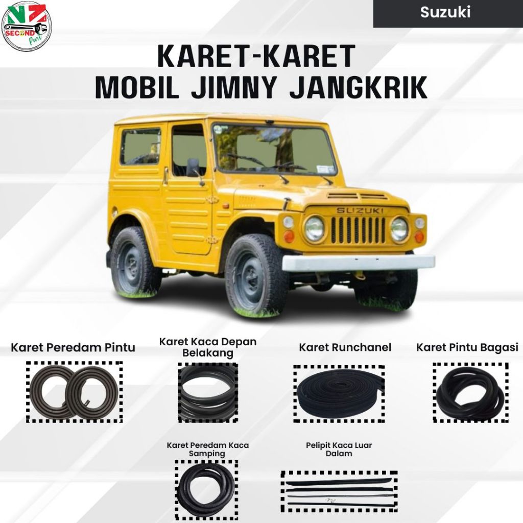 Karet Peredam Pintu Jimny Jangkrik LJ80 SJ10 | Karet Kaca Depan Belakang | Runchanel | Karet Bagasi 
