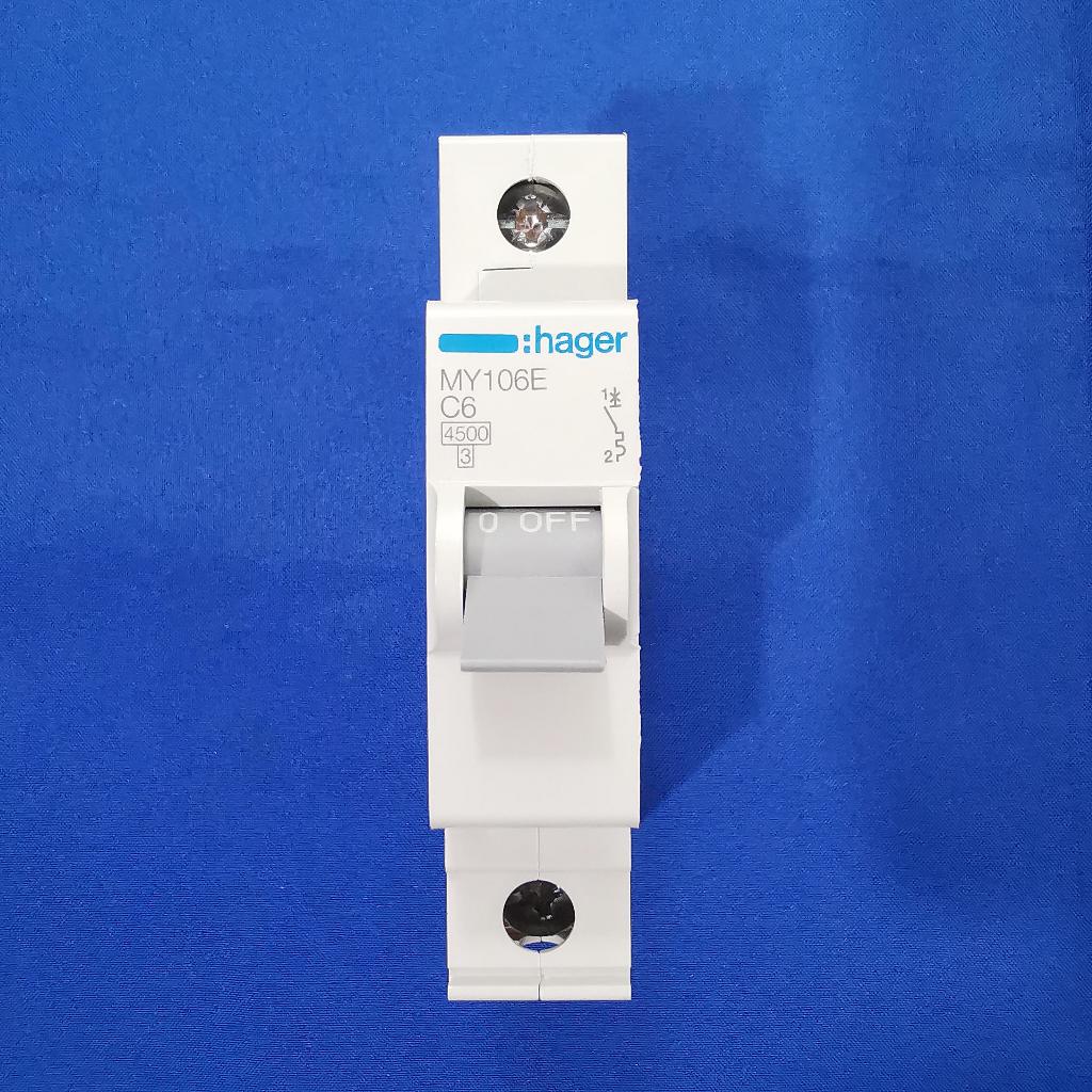 MY106E MCB 6A Ampere 1P Phase 4.5KA Hager