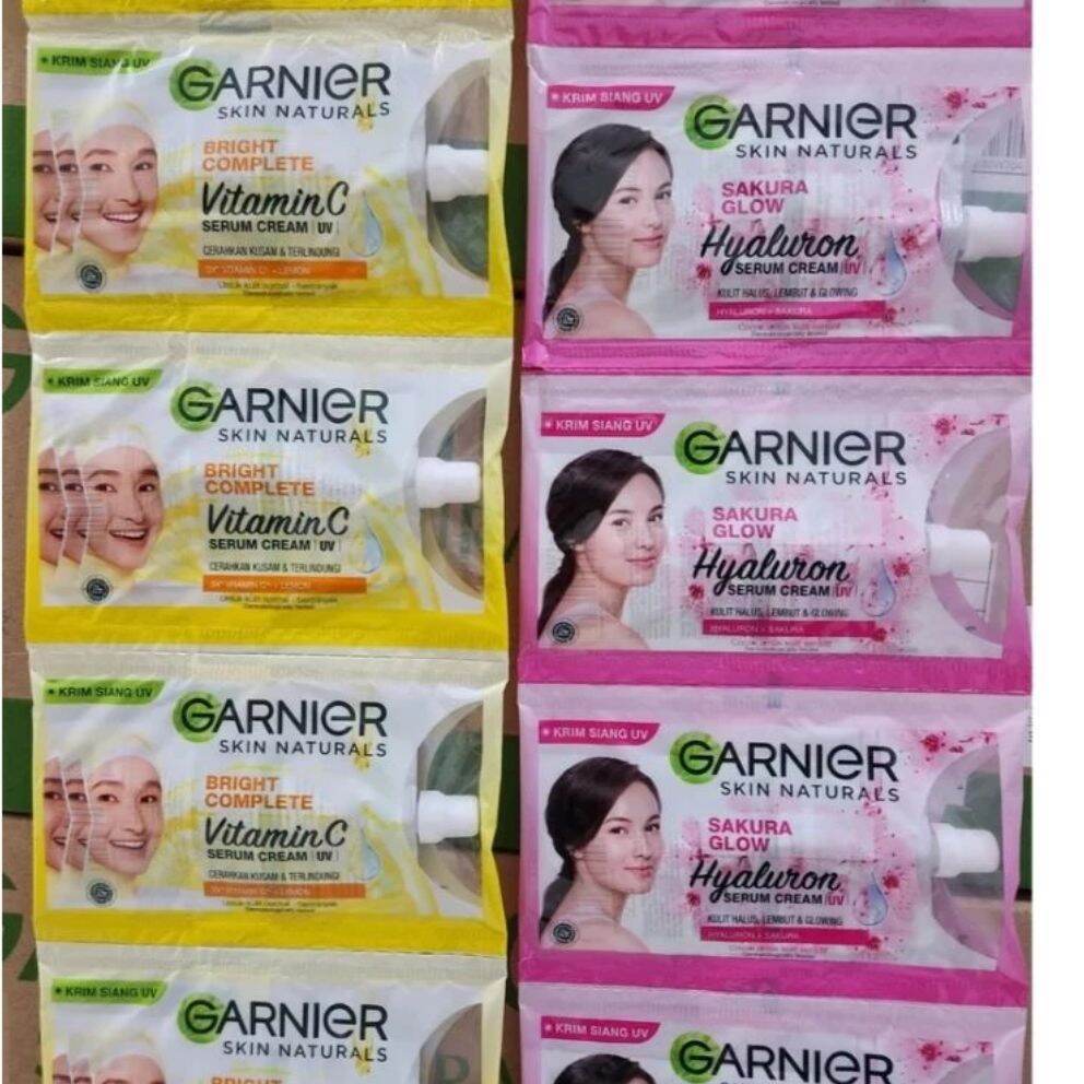Garnier Serum Cream Sachet per renceng/12 sachet/ VARIAN SAKURA DAN VIT C/