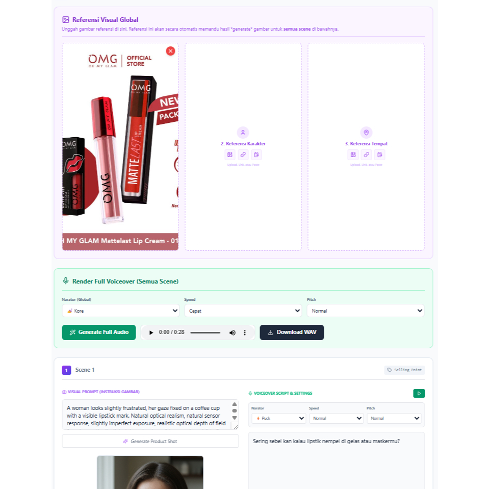 Affiliate Video Generator AI – Script, Visual & Voice Otomatis Sekali Klik