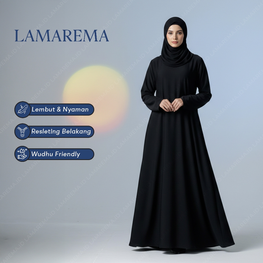 Dress Gamis Umroh Abaya Premium Polos Hitam Syar'i Wudhu Friendly