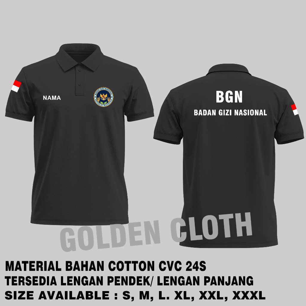 Kaos Kerah BGN Program MBG Lengan Pendek Custom Nama