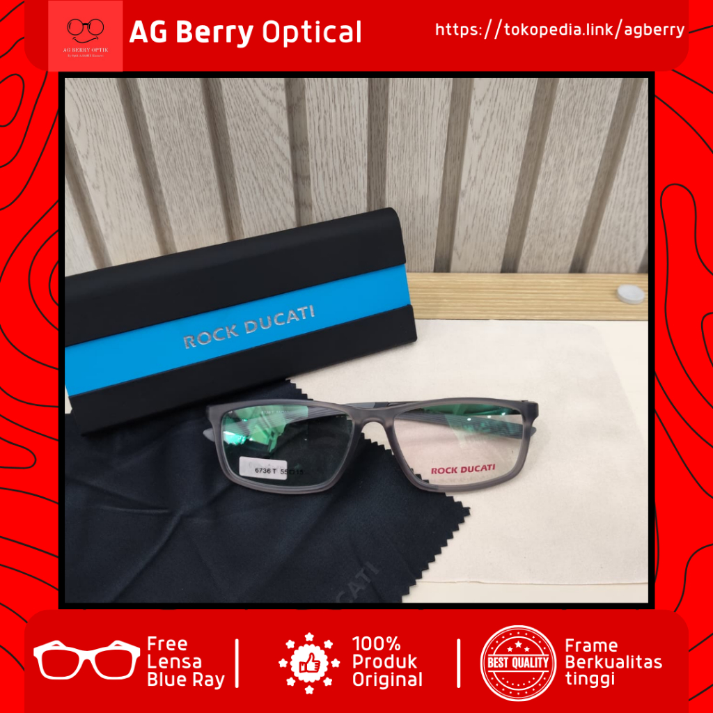 FRAME KACAMATA ROCK DUCATI KOTAK GREY ORIGINAL