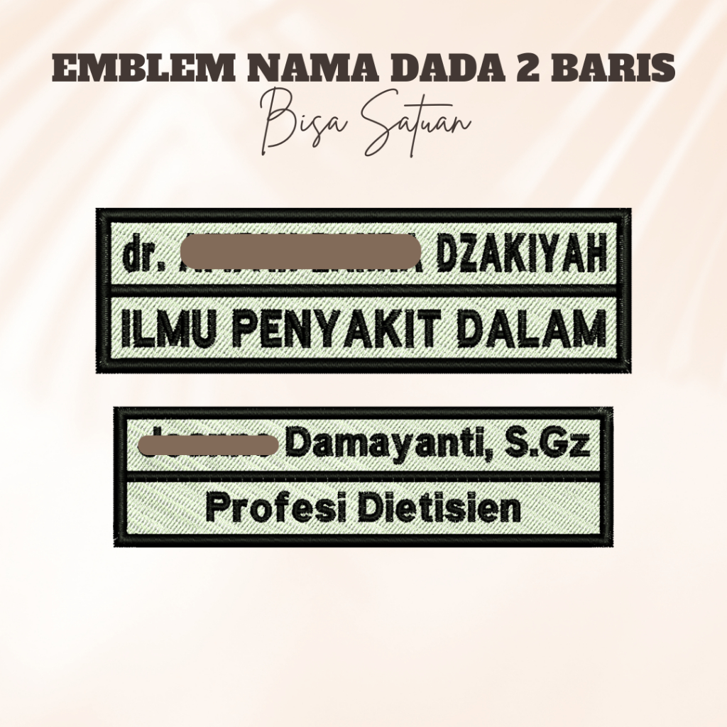 EMBLEM NAMA DUA BARIS | BORDIR TIMBUL | EMBLEM BORDIR | NAMA DADA| BORDIR NAMA 2 BARIS