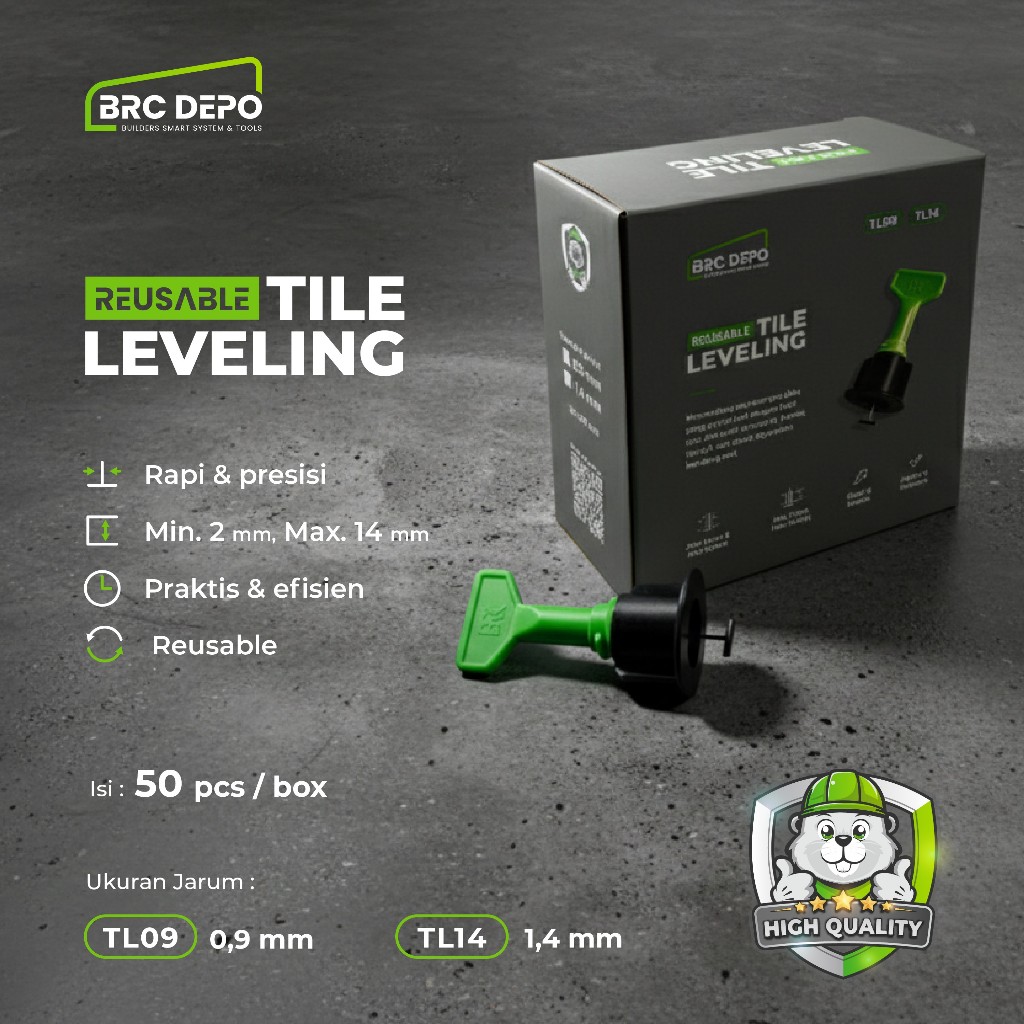 Tile Leveling Alat Perata Keramik Ubin Perapi Granit Model Putar TL09 & TL14 (ISI 50 PCS) - BRC depo