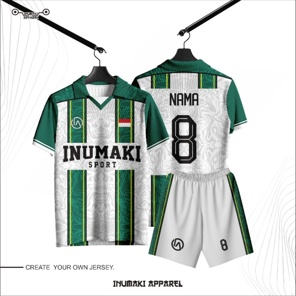[COD]Jersey Custom Hijau dan Abu Abu Sepak Bola & Futsal Berkerah Bisa / Free Desain, Custom Nama , 