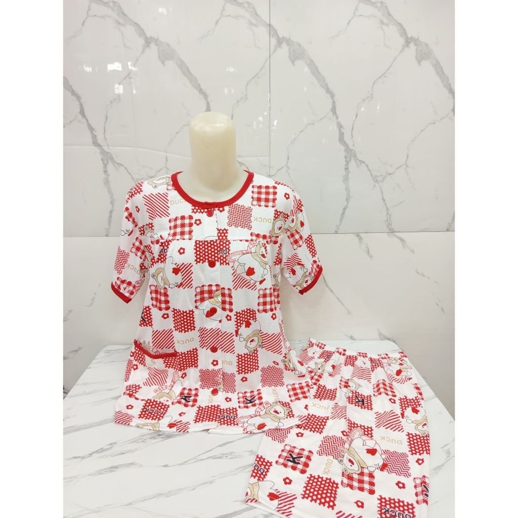 BKH Allsize Kancing Full Kaos St.Babydoll Celana 3/4(Selutut)-Tangan Pendek