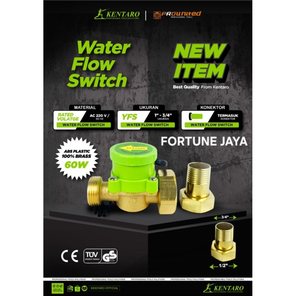 Kentaro Waterflow Water Flow Switch YFS 1"-3/4" 60W / Otomatis mesin pompa air Kentaro 1"x3/4"