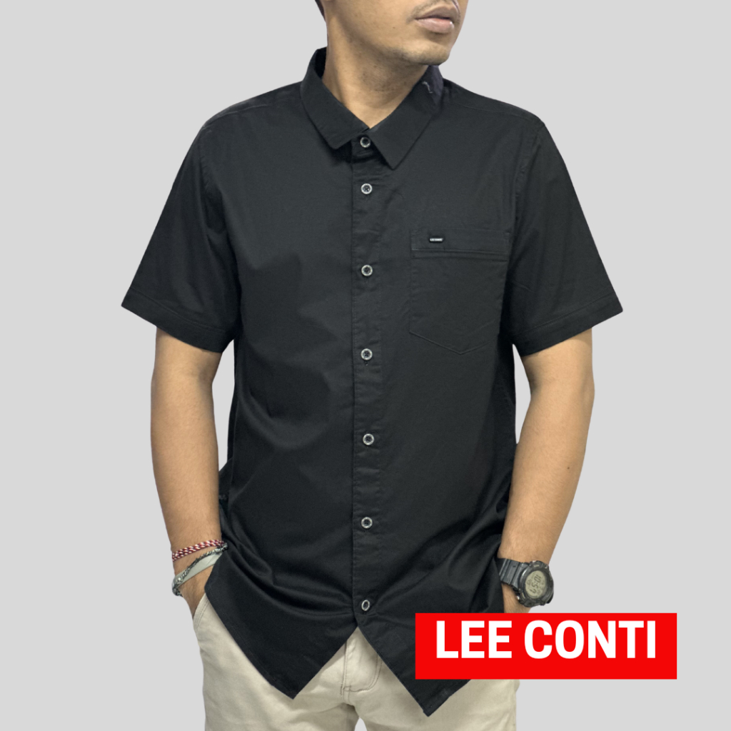 LEE CONTI Kemeja Pria Pendek Kerah ( RCS )