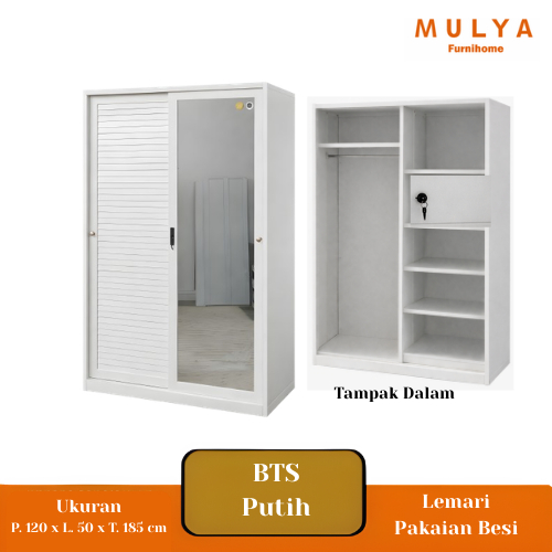Lemari Pakaian Besi Sliding Motif Jalusi Warna/ Lemari Baju Plat Besi Sliding 2P Colorfull UK.120
