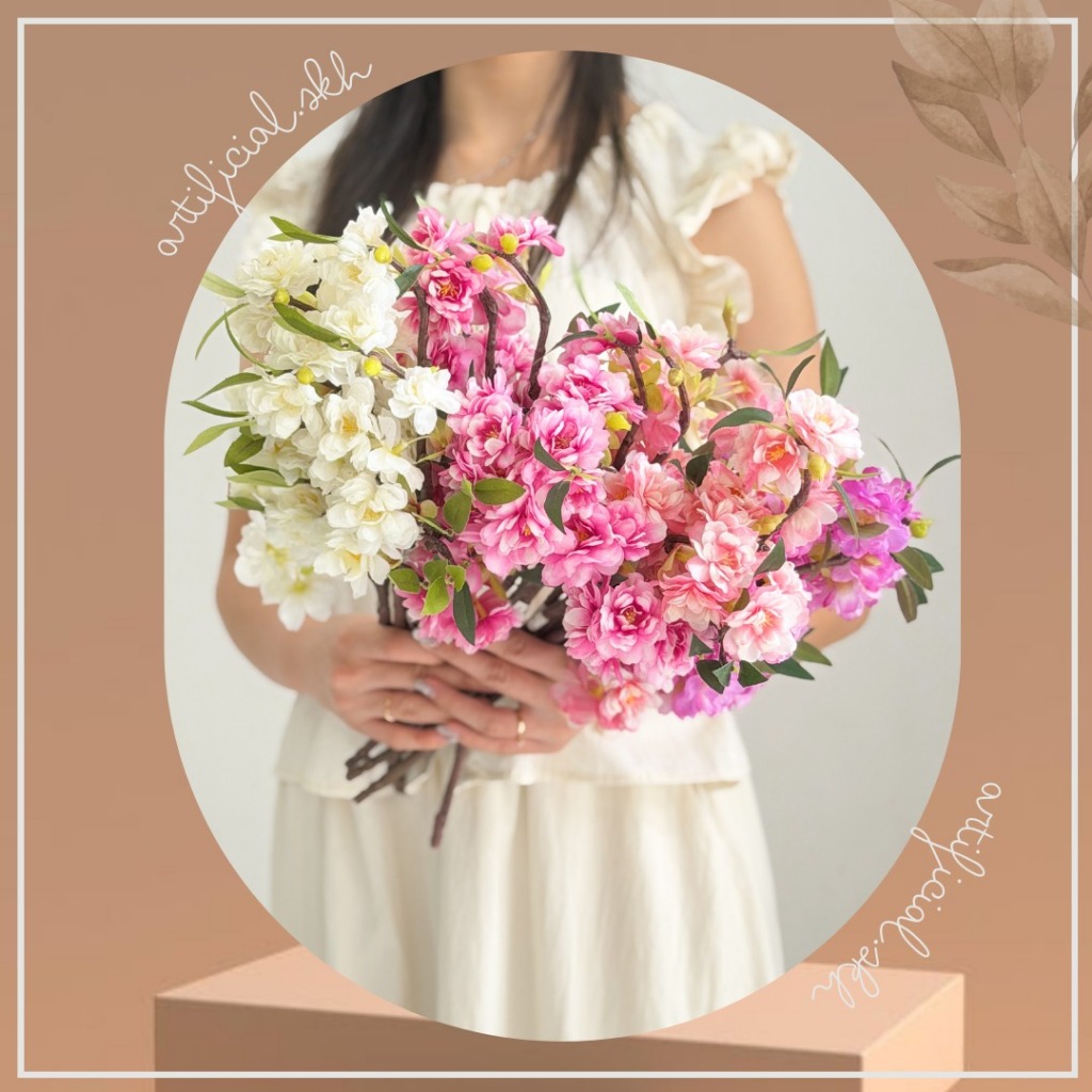 40cm SILK SAKURA PREMIUM X3 Bunga Cherry Blossom X 3 Artificial Flower Bunga Sakura Plastik Bunga De