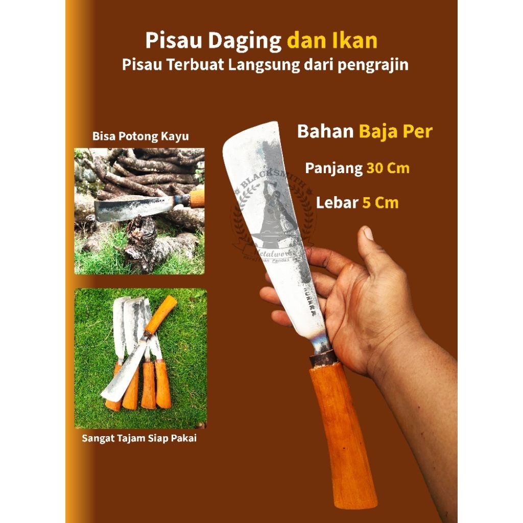 PISAU DAGING/PISAU CINCANG ASLI BAJA PER
