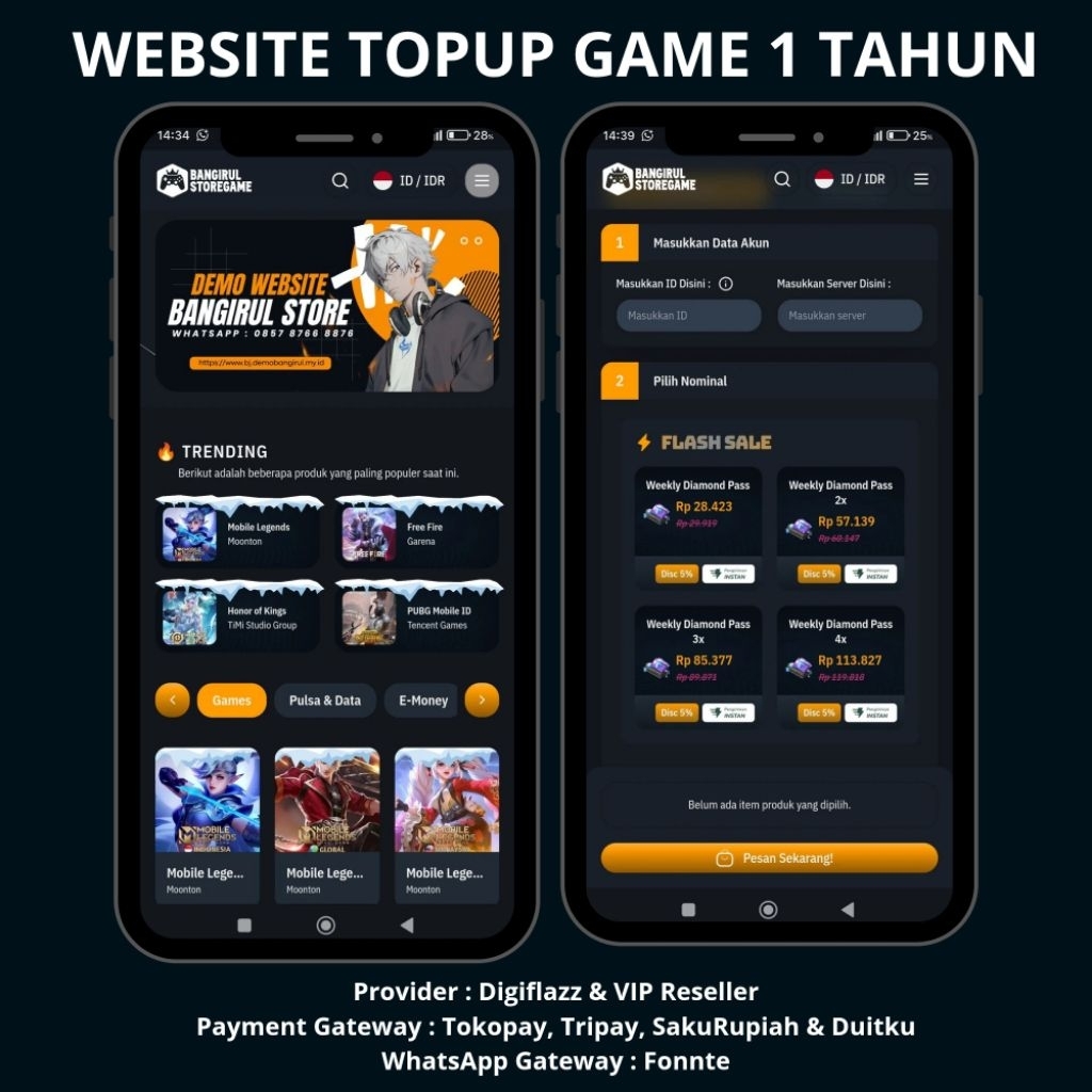 Website topup game otomatis terbaru 2026 (Domain & Hosting 1 Tahun)