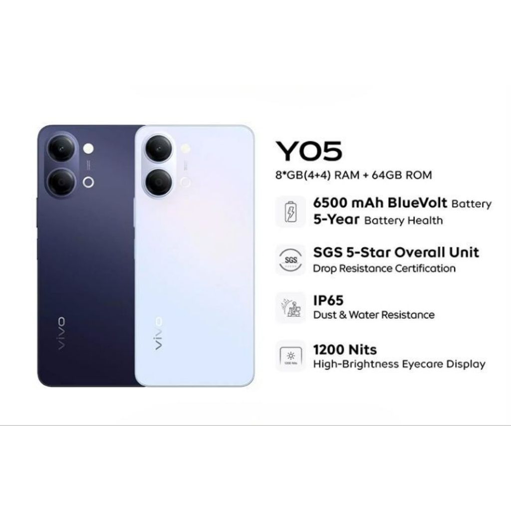 VIVO Y05 RAM 8/128GB BATERAI Besar 6500 mAh Tahan Air