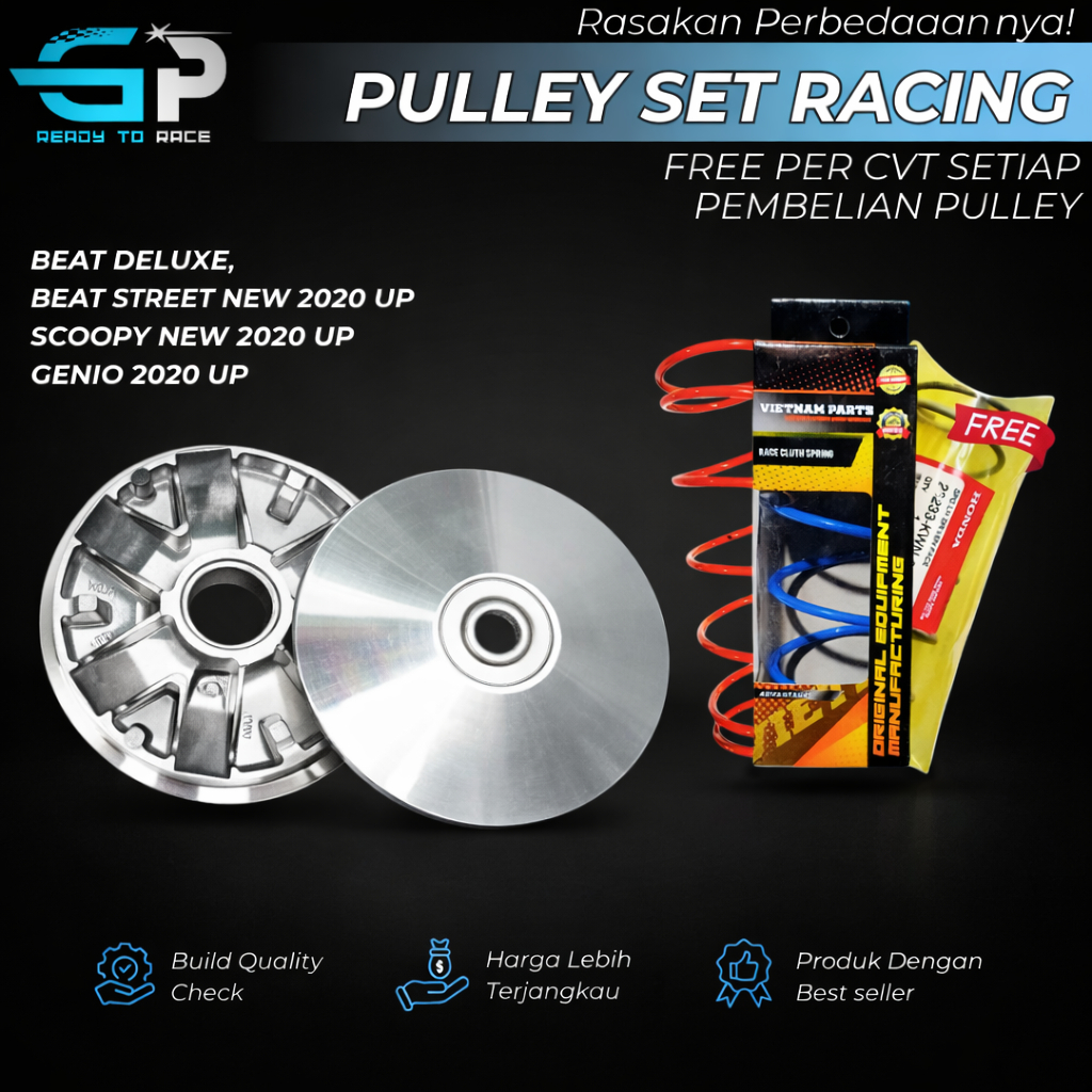 PULLEY SET BUBUT 13,8 CODE KOJ PULLEY BEAT DELUXE BEAT STREET NEW 2020UP SCOOPY NEW PULLEY SET GENIO