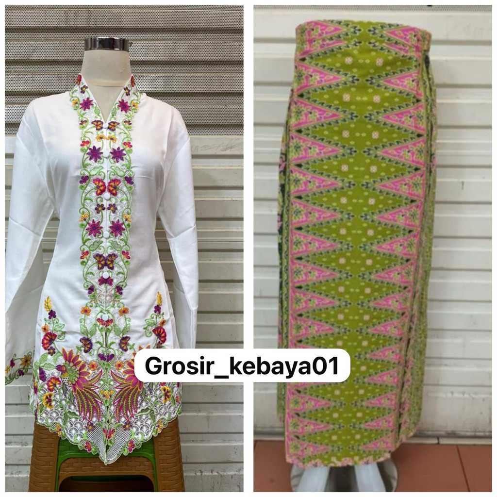setelan kebaya encim motif burung cenderawasih kebaya lengan panjang kebaya kerja/kantor