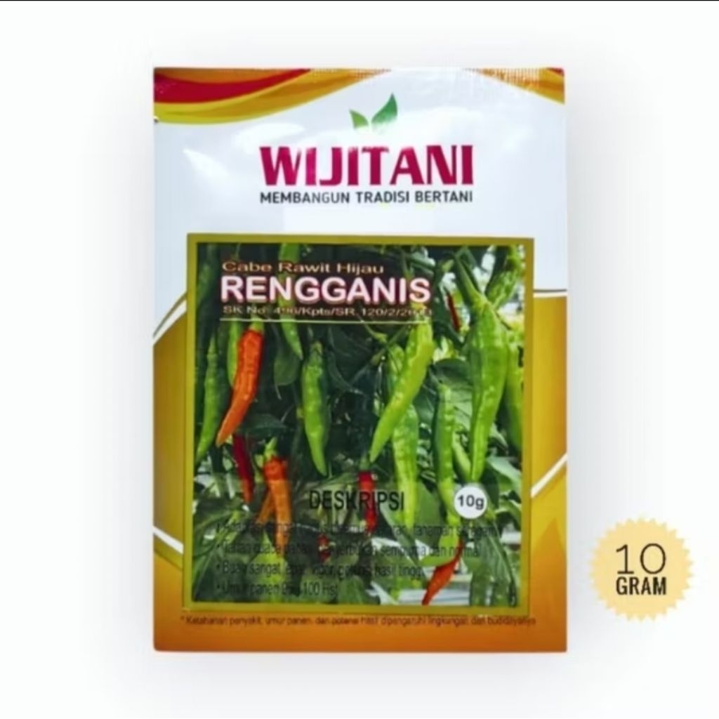 RENGGANIS benih cabe rawit hijau produksi wijitani kemasan 10gram