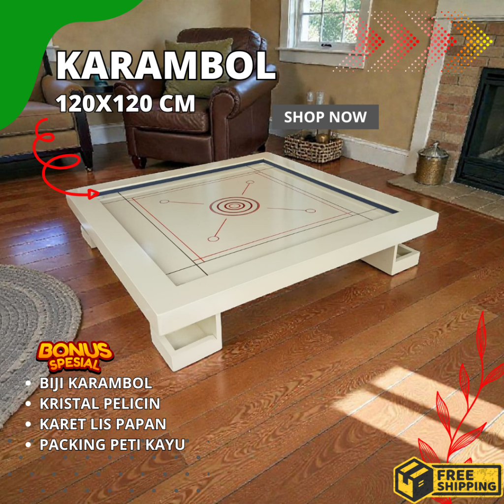 Papan Karambol Kayu Plywood Meranti Tebal Murah Free Kristal Bubuk Meja Karambol Dewasa Anak Jumbo 1