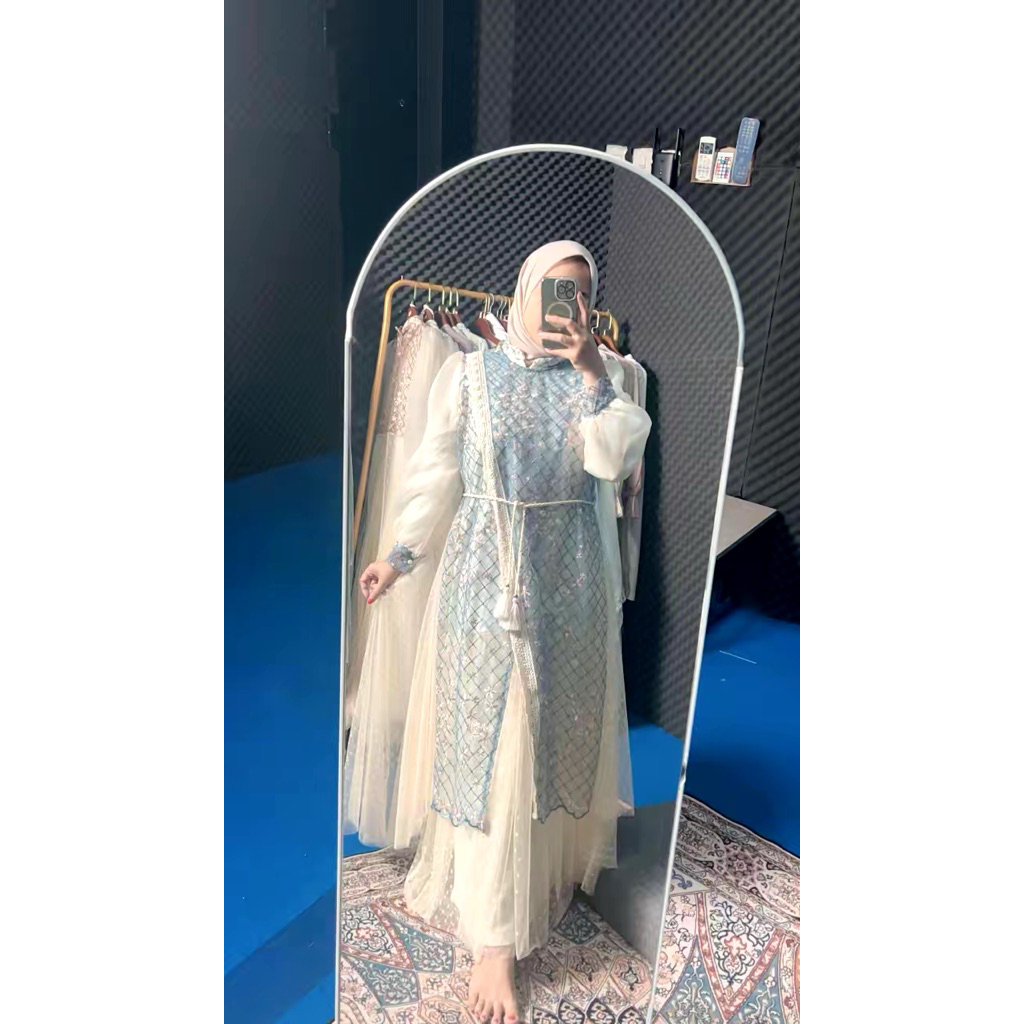 Siap kirim,”Gamis Broklat 2 in 1” warna biru muda