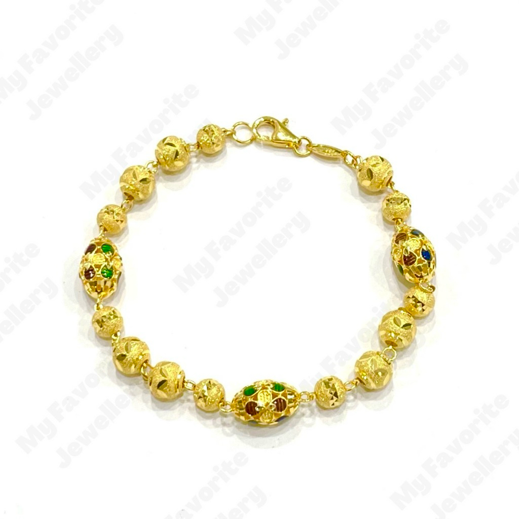 Gelang Bola Merica Variasi Cat Ala Dubai Emas Asli Kadar 700 16K