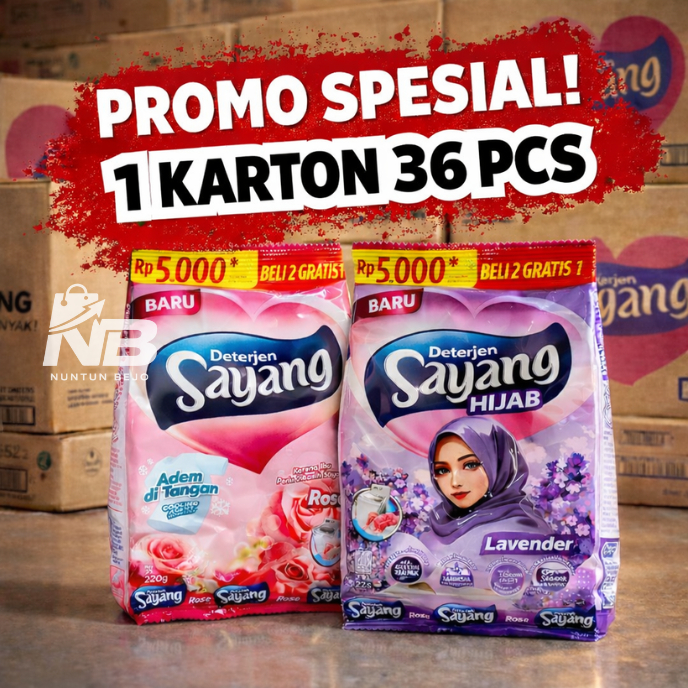 (PROMO SPESIAL) Deterjen Sayang 1 karton 36 PCS –Sabun Cuci Bubuk Grosir HEMAT BANGET