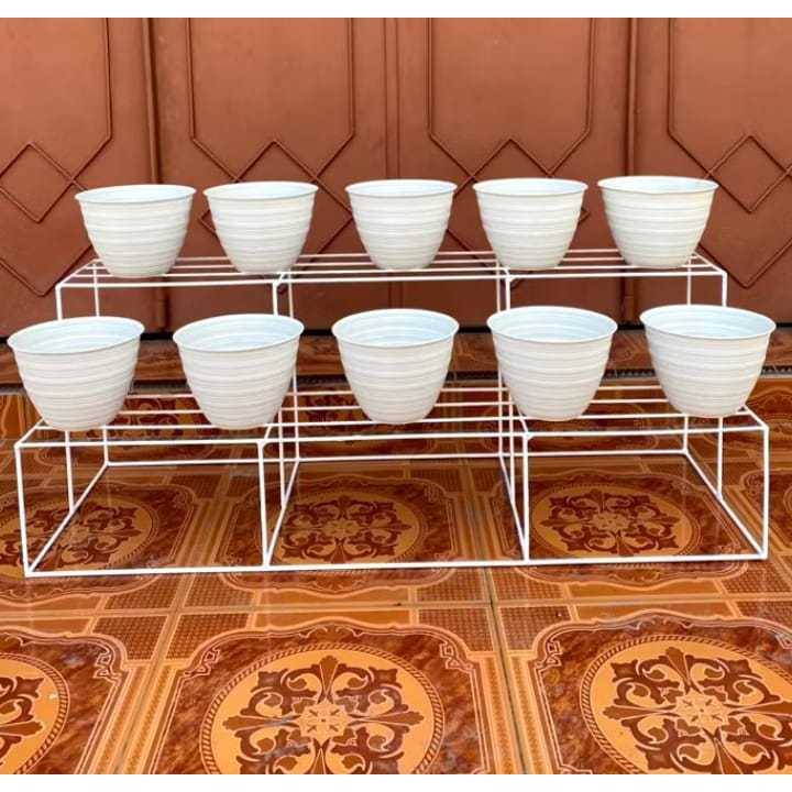 Panjang 1 METER RAK BUNGA BESI/RAK SEPATU 2 SUSUN/STANDING POT BUNGA MURAH/RAK POT TANAMAN