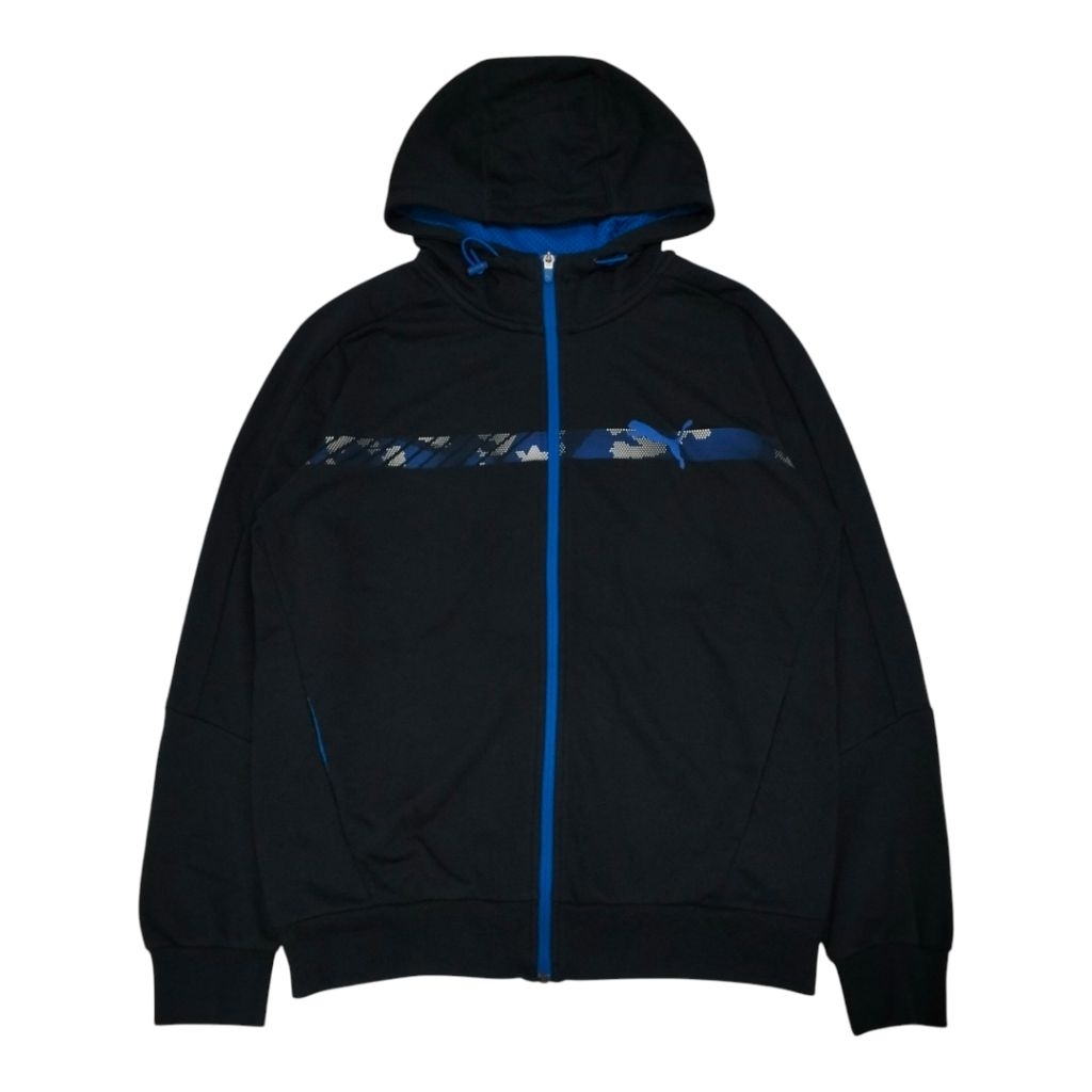 Zipper Hoodie PUMA Logo Back Print Hitam / Black Second Original