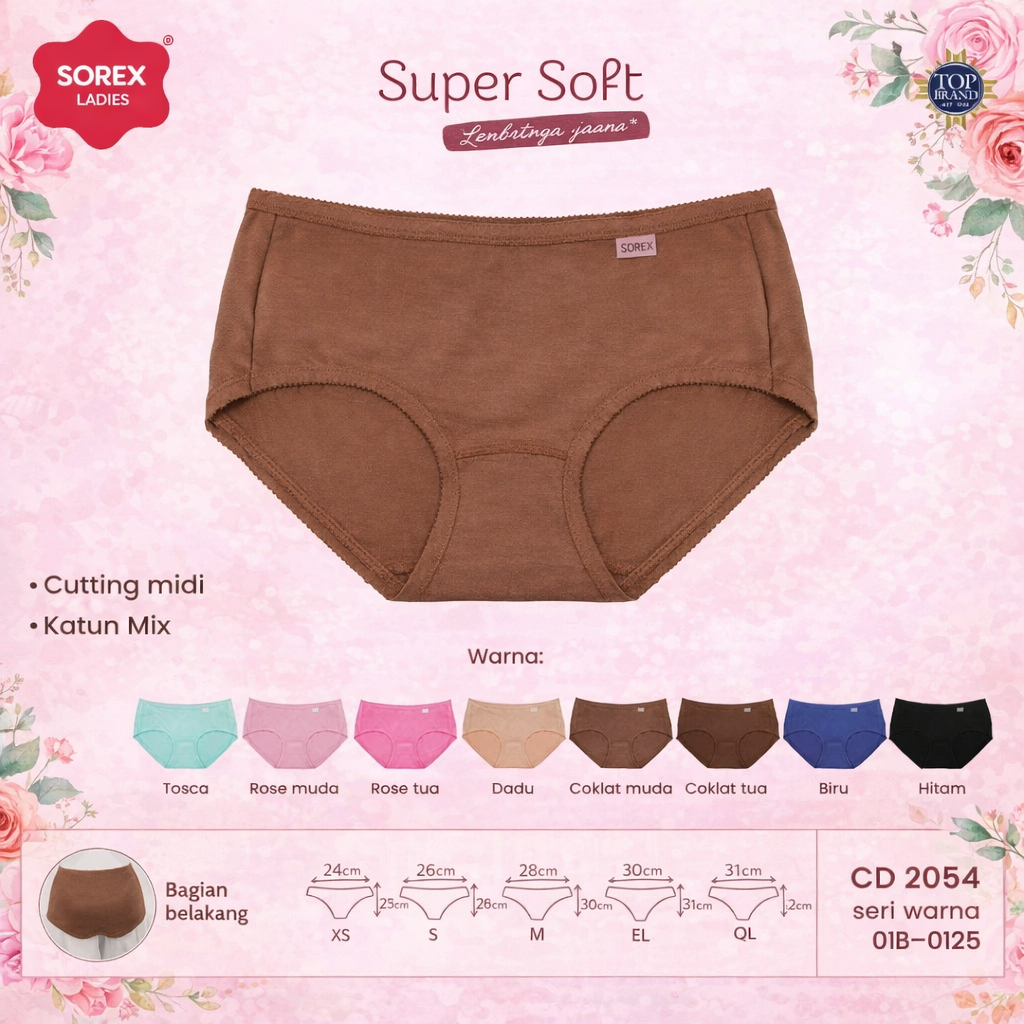 Sorex CD Basic Midi Wanita Katun Mix CD 2054 - 3 Pcs