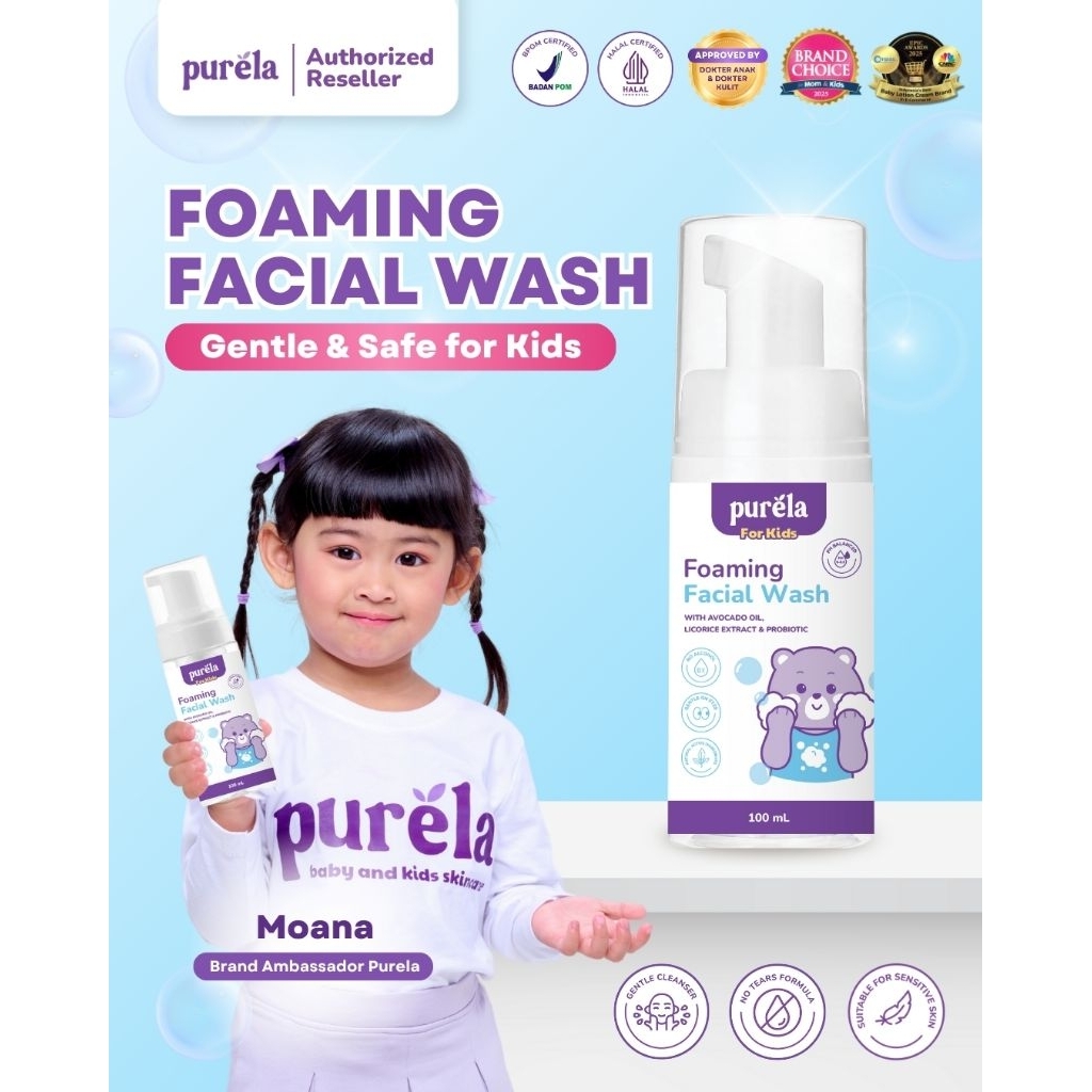 Purela Facial Wash || Sabun Cuci Muka Anak dan Remaja - Non SLS, Non Paraben, Ekstrak Alami