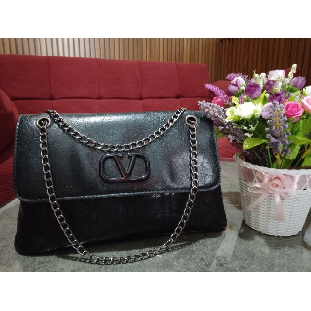 tas preloved, semi kulit,tali rantai