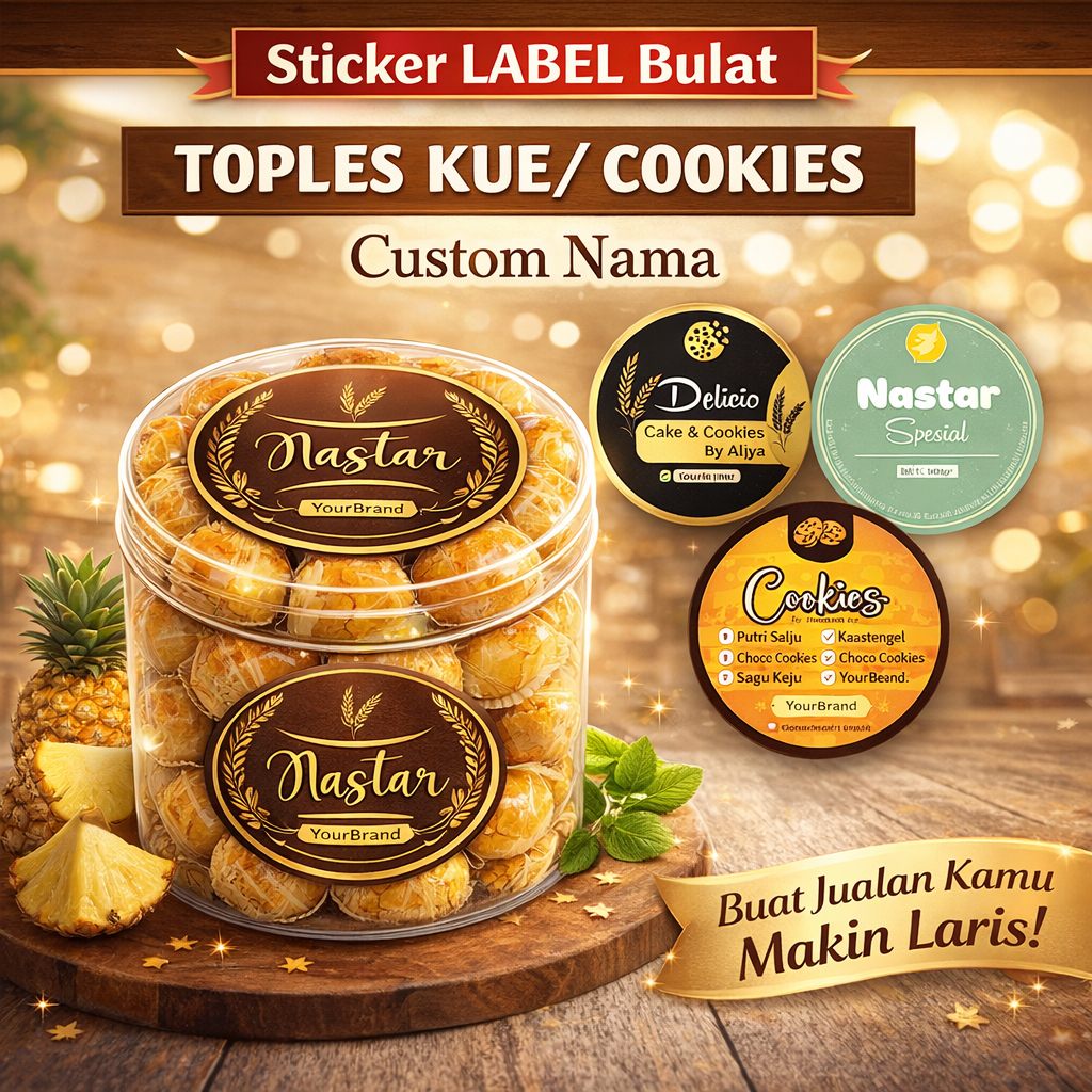 stiker kue lebaran | stiker custom | sticker toko kue ramadhan | FREE Desain