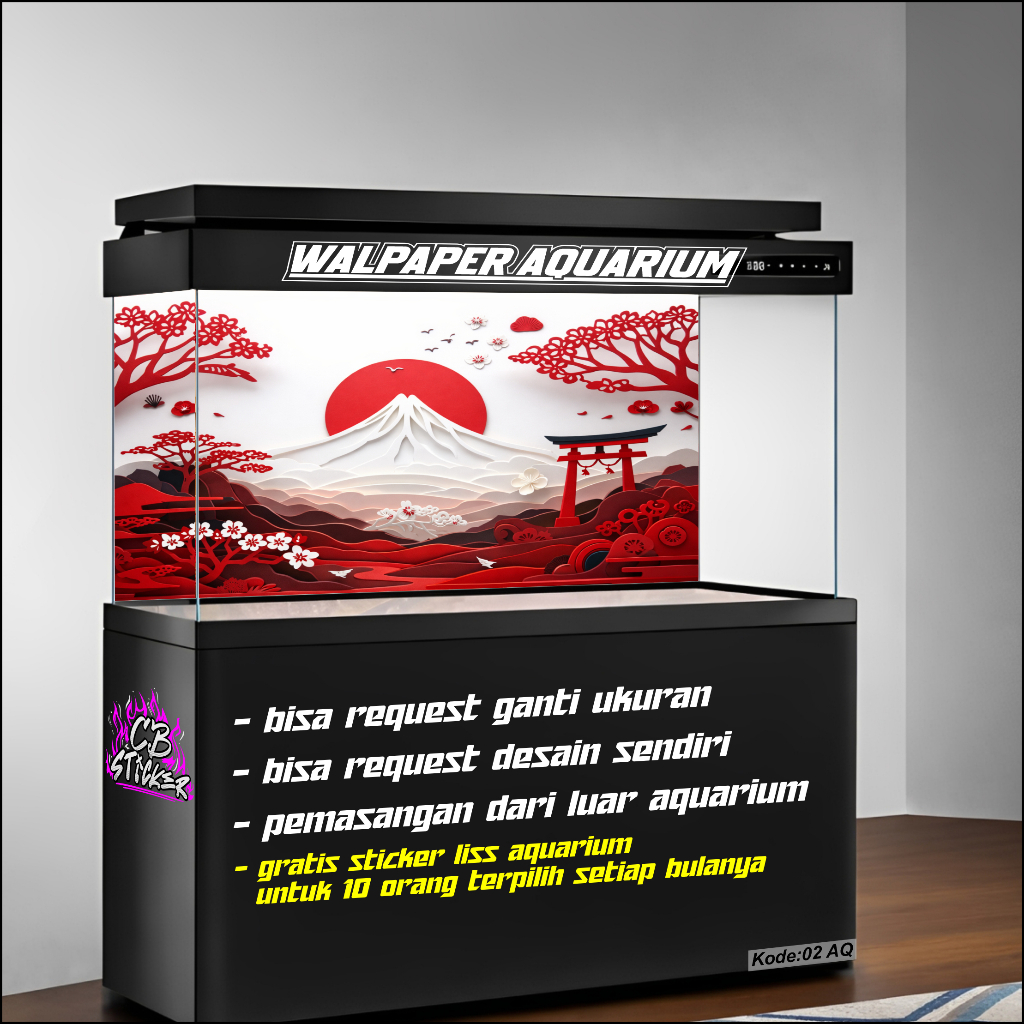 Sticker Aquarium Background Wallpaper Aquarium Japanese ART 3D