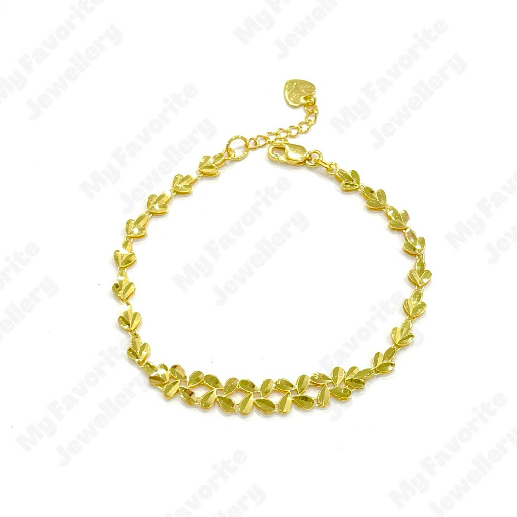 Gelang Bunga Bunga Plat Emas Asli Kadar 700 16K