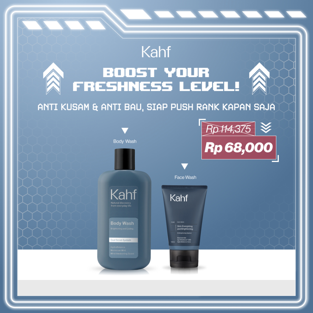 [BASIC SKINCARE FOR GAMERS - KAHF BUNDLE 2IN1 PAKET PERAWATAN DAILY] Paket Cleansing (Face Wash + Bo