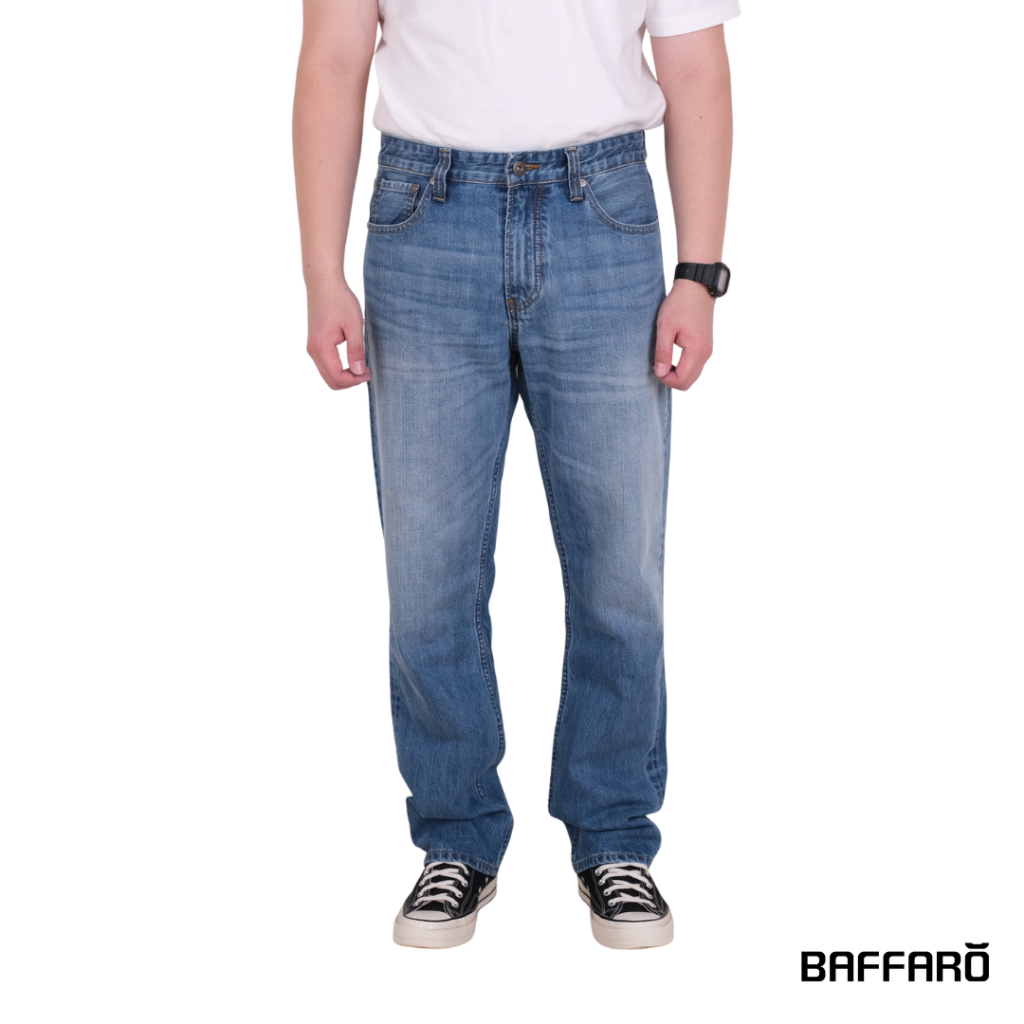 Celana Jeans Panjang Pria Regular Straight Fit BAFFARO Comfort Light Blue / B901-003LBL