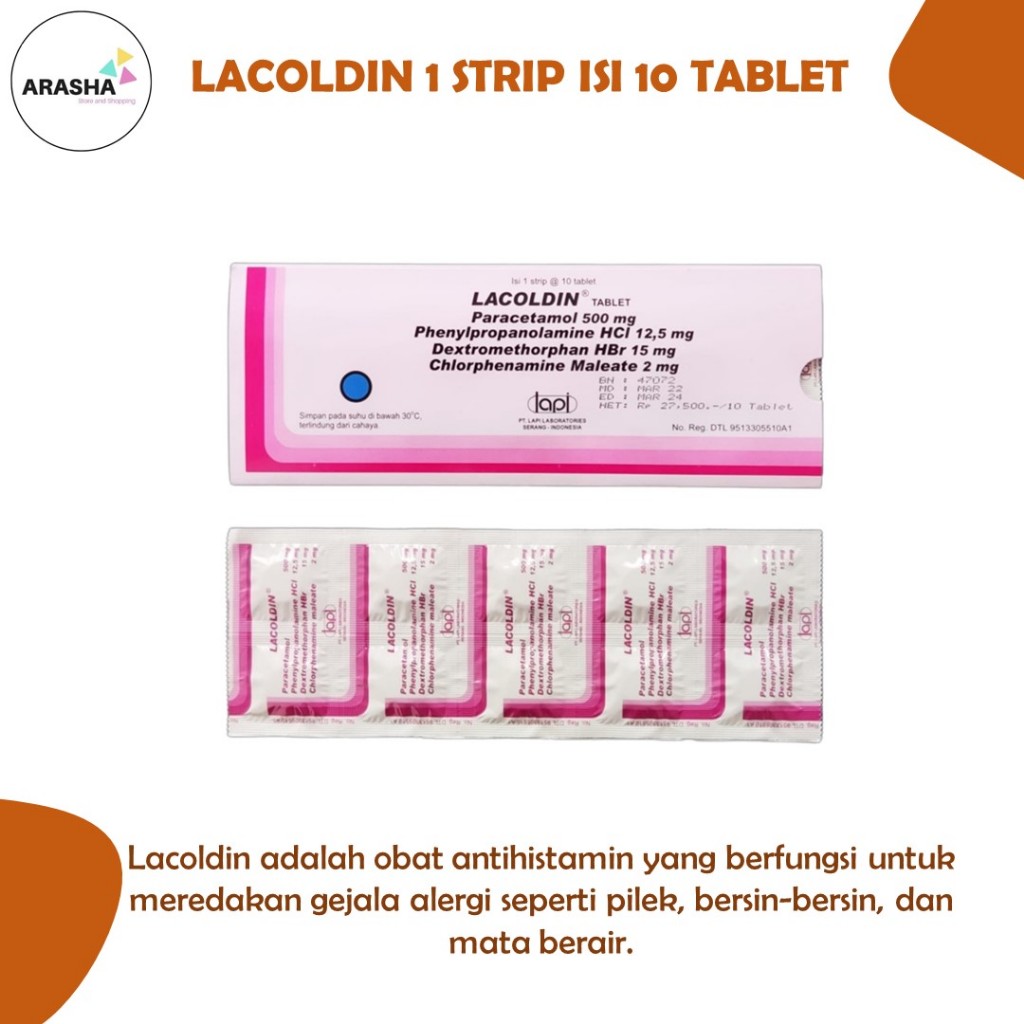 Lacoldin 1 Strip Isi 10 Tablet - Obat Flu Batuk Pilek Demam