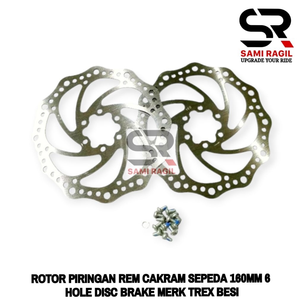 ROTOR PIRINGAN REM CAKRAM SEPEDA 160MM 160 MM 6 HOLE LUBANG DISC BRAKE MERK TREX BESI MTB SELI LIPAT