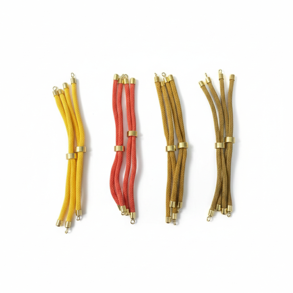 Aineed | Gelang Serut Hongkong - Gelang Aneka Warna Kuning - Charm Berwarna emas - Gelang Tali Premi