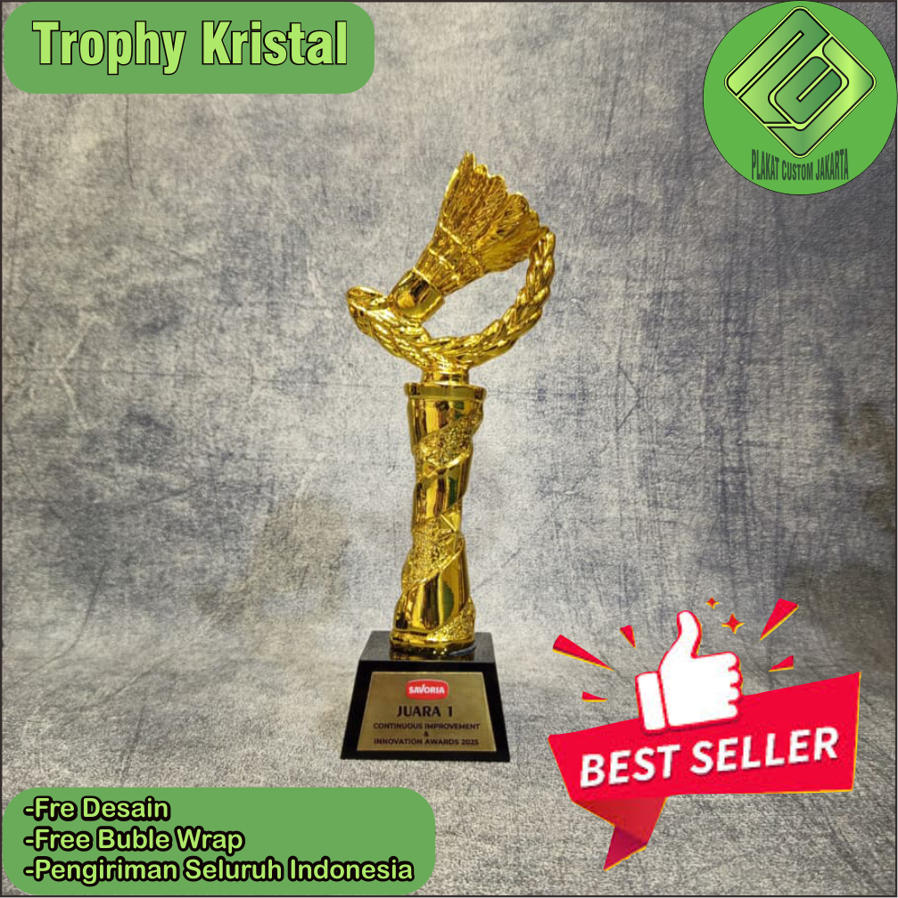 Trophy Kristal | Trophy Kristal Badminton | Trophy Kejuaraan Bulu Tangkis