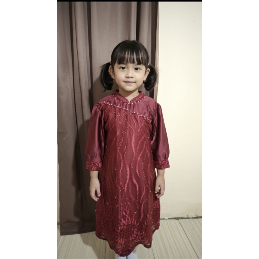 dress  gamis brokat/brukat anak baju kondangan anak payet baju mutiara baju manik baju kondangan ana