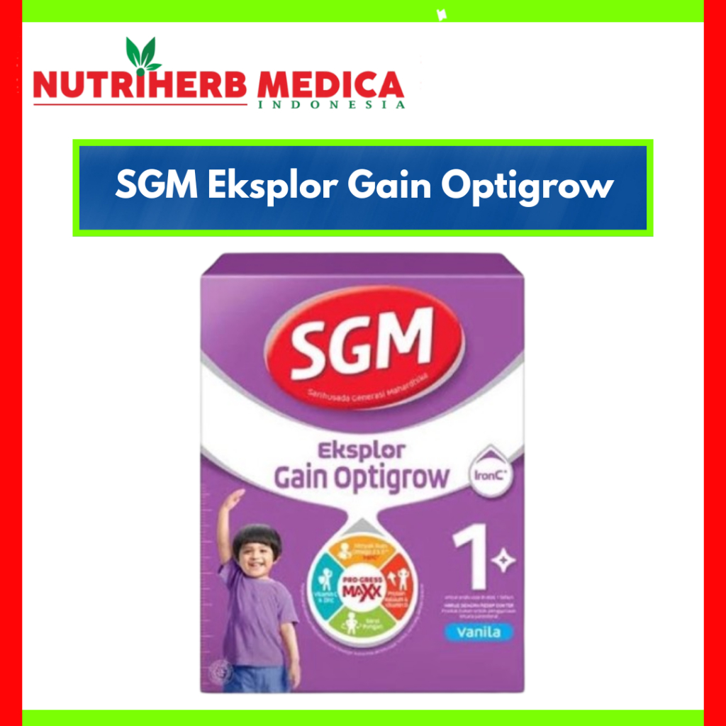 SGM Eksplor Gain Optigrow 400GR Rasa Vanilla / SGM Gain Optigrow 1 Plus Vanila Susu Formula Anak