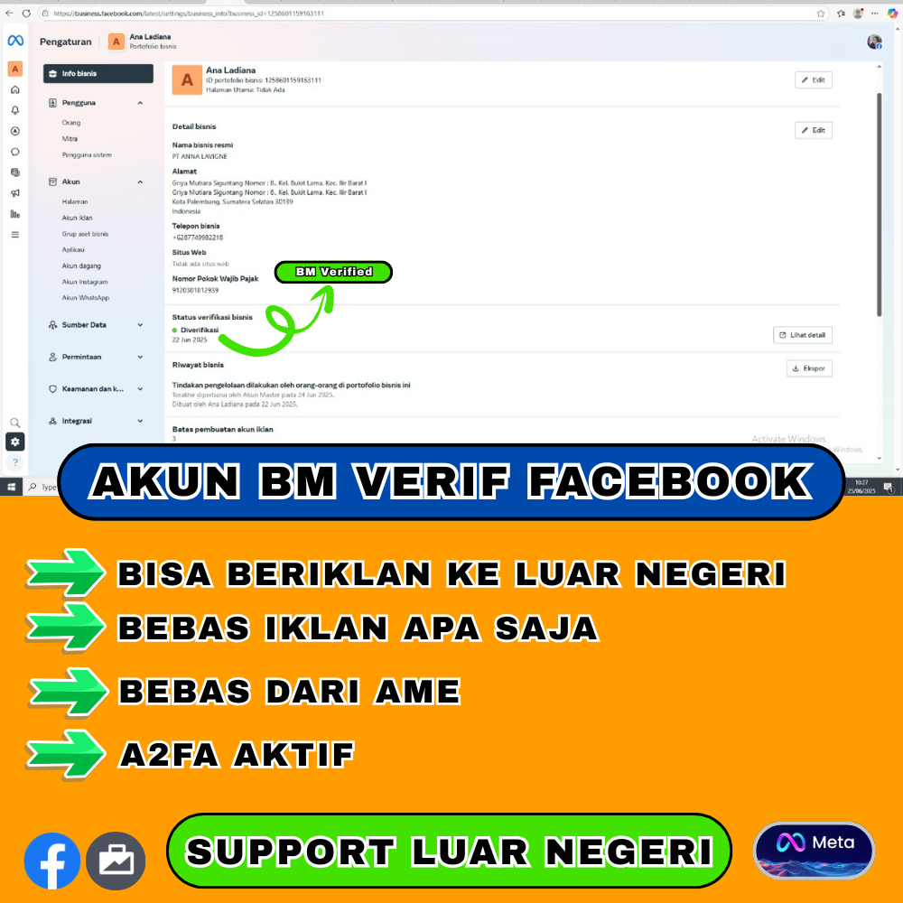 AKUN BM FACEBOOK VERIFIED (SUPPORT LUAR NEGERI)