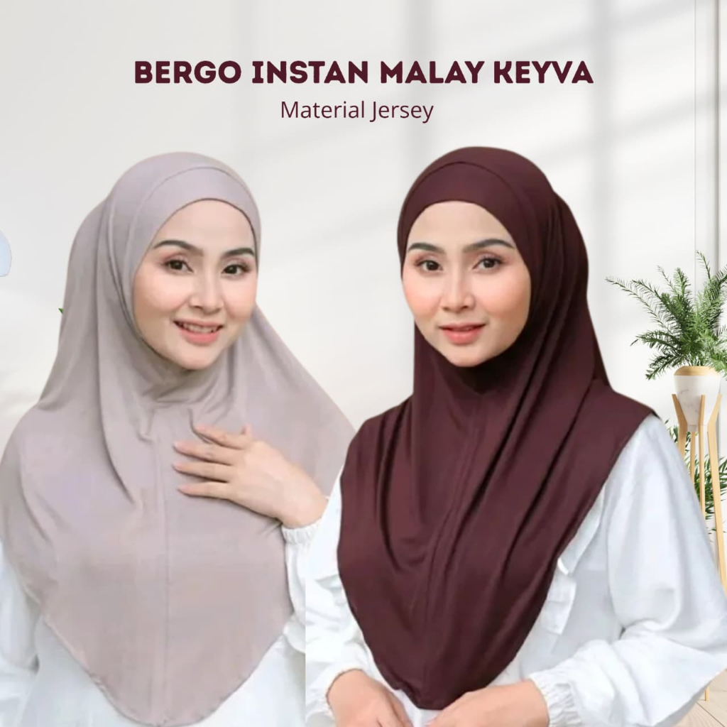 HIJAB PREMIUM BERGO MALAY KEYVA SIZE  M JERSEY  CANTIK KEKINIAN