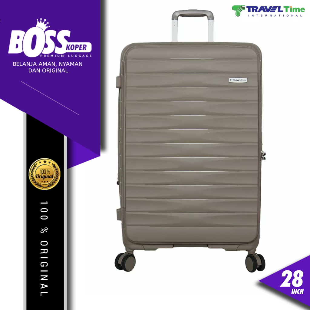 Koper 28 inch large TRAVEL TIME hardcase kuat tahan banting buka depan / atas anti theft tsa lock do