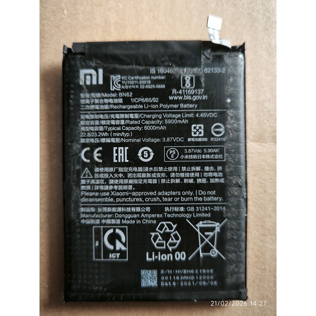 BATERAI XIOMI POCO M3 BN62 ORI COPOTAN (Garansi)