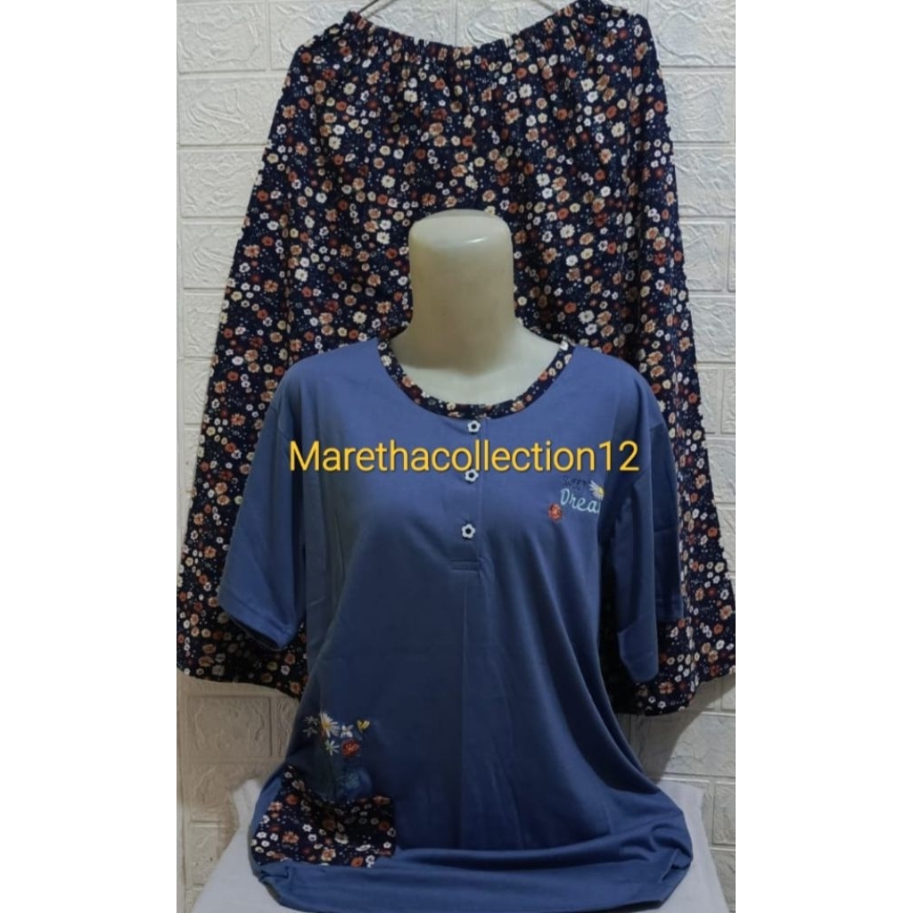 Babydoll ANNE CLAIRE 3/4 jumbo XL setelan baju tidur wanita dewasa celana pendek 3/4 kaos lengan pen