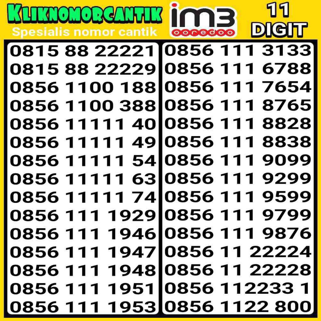 Nomor Cantik Indosat 11 Digit 4G&5G Indosat IM3 11 Digit A9