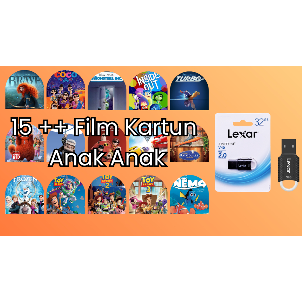 Flashdisk Film Kartun Anak Anak Isi 15++ 32 GB